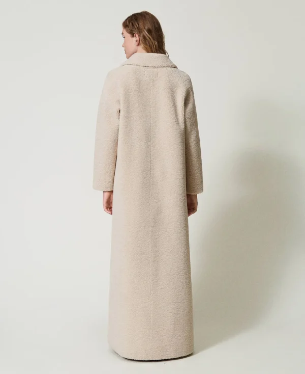 Manteaux Et Trenchs*TWINSET Milano Manteau Long Croisé En Fausse Fourrure Beige « Parchment »