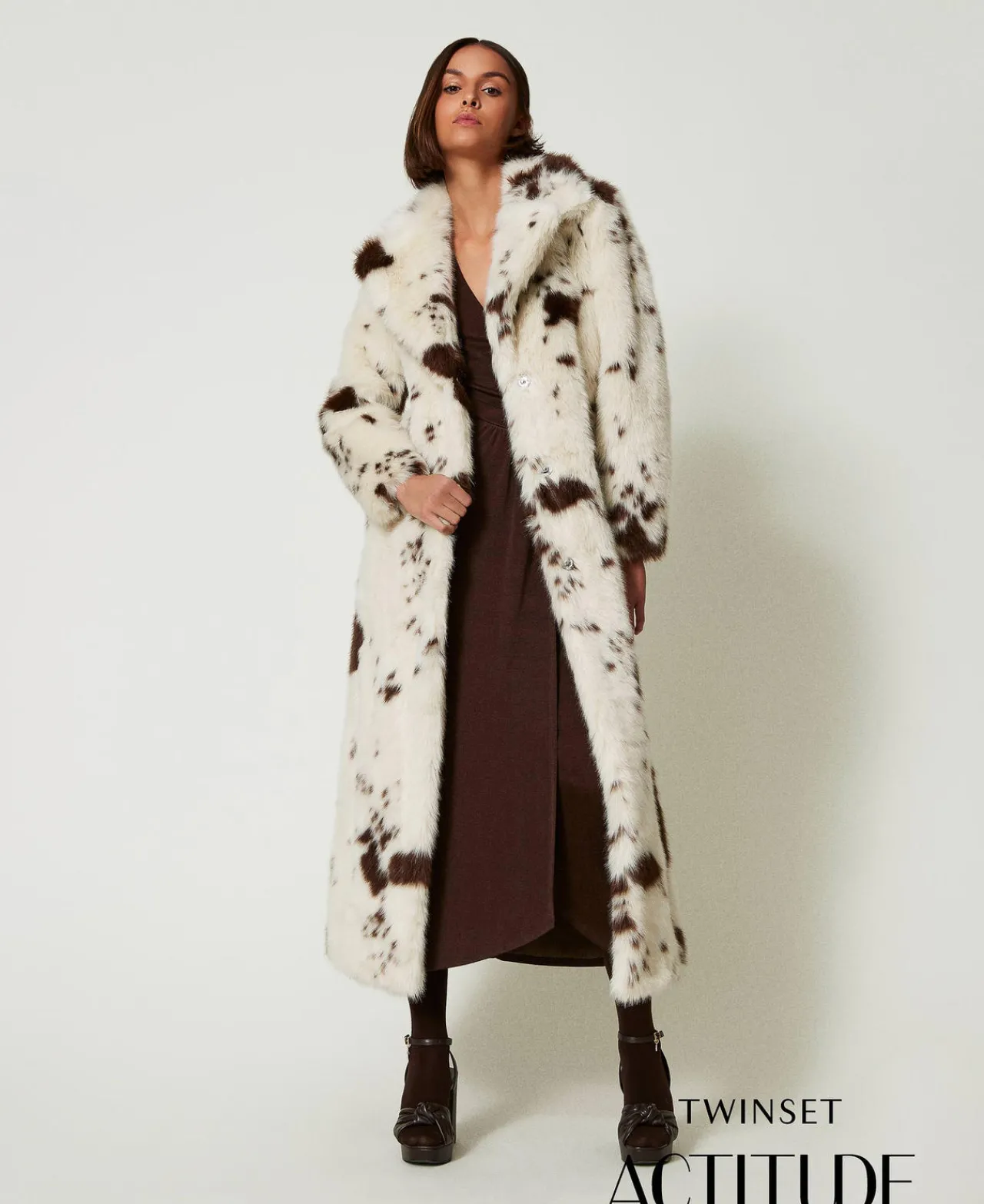 Manteaux Et Trenchs*TWINSET Milano Manteau Long En Fausse Fourrure Blanc/Molè Cow