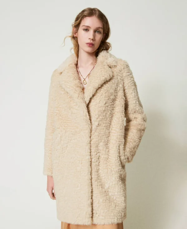 manteau_milong_en_fausse__4.webp Manteaux Et Trenchs*TWINSET Milano Manteau Mi-long En Fausse Fourrure Ivoire