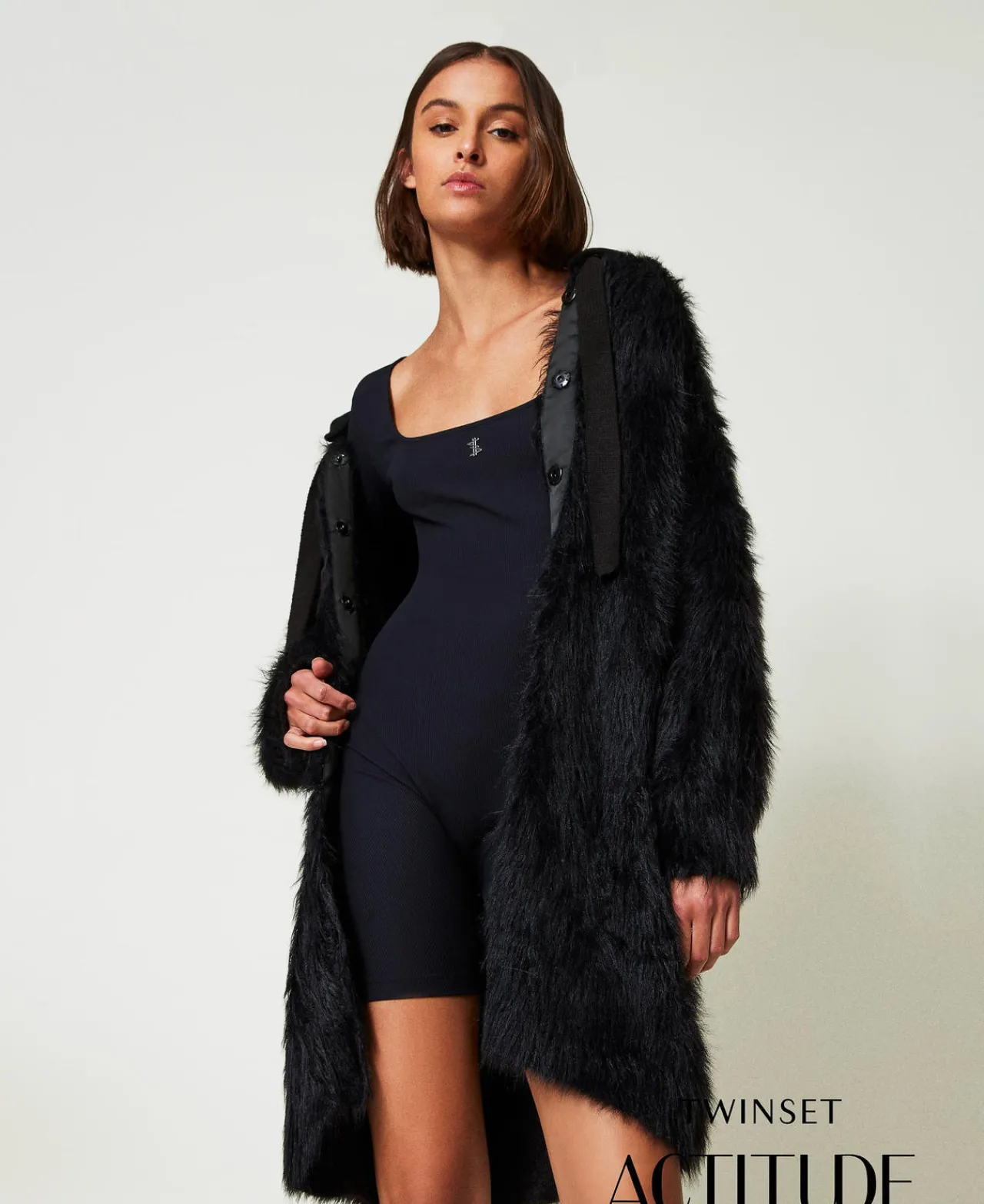 Manteaux Et Trenchs*TWINSET Milano Manteau MYFO En Maille Avec Capuche Noir