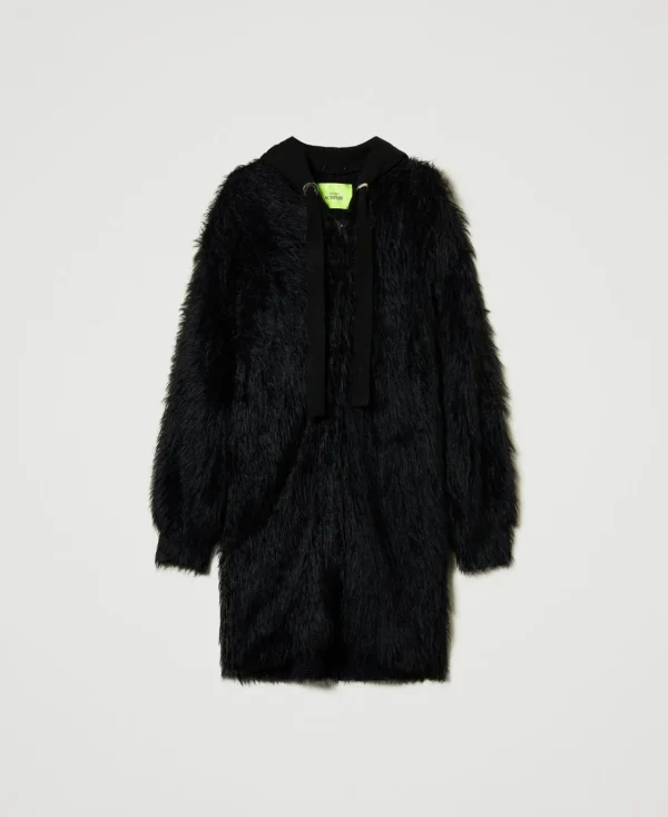 manteau_myfo_en_maille_av_1.webp Manteaux Et Trenchs*TWINSET Milano Manteau MYFO En Maille Avec Capuche Noir