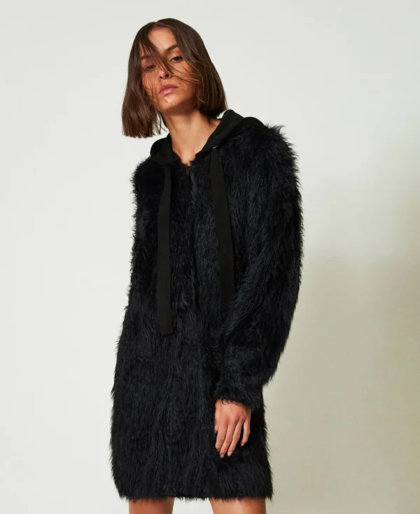 manteau_myfo_en_maille_av_2.webp Manteaux Et Trenchs*TWINSET Milano Manteau MYFO En Maille Avec Capuche Noir