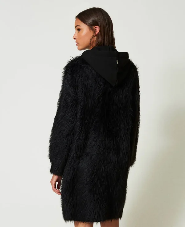 manteau_myfo_en_maille_av_4.webp Manteaux Et Trenchs*TWINSET Milano Manteau MYFO En Maille Avec Capuche Noir