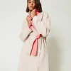 Manteaux Et Trenchs*TWINSET Milano Manteau Réversible MYFO En Drap De Laine Mélangée Bicolore Fog/Corail Fluo