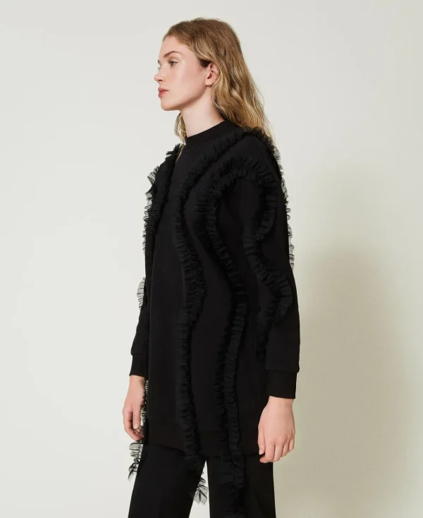 Sweat-Shirts*TWINSET Milano Maxi Sweat-shirt Avec Volants En Tulle Noir