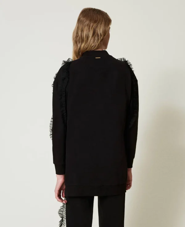 Sweat-Shirts*TWINSET Milano Maxi Sweat-shirt Avec Volants En Tulle Noir