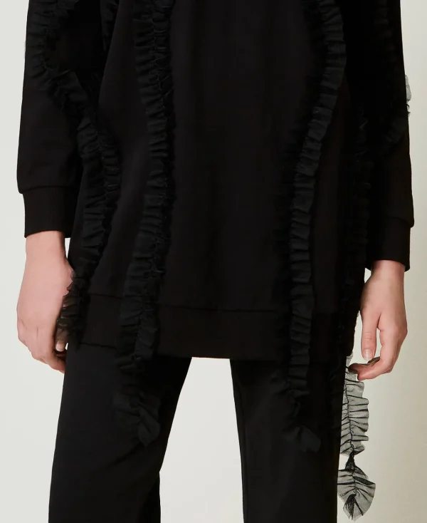 Sweat-Shirts*TWINSET Milano Maxi Sweat-shirt Avec Volants En Tulle Noir