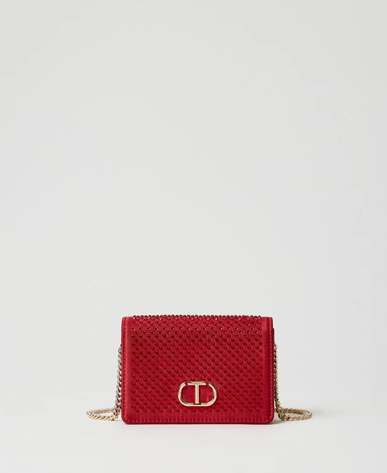 mini_sac__bandoulire_en_s_0.webp Mini Sacs | Sacs Porté Épaule*TWINSET Milano Mini Sac à Bandoulière En Satin Avec Strass Rouge Vénitien