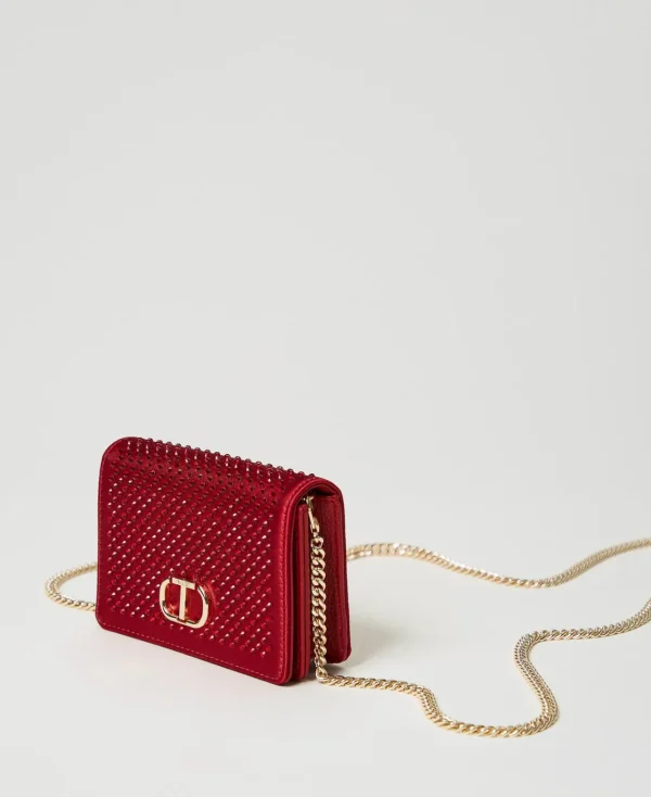 mini_sac__bandoulire_en_s_2.webp Mini Sacs | Sacs Porté Épaule*TWINSET Milano Mini Sac à Bandoulière En Satin Avec Strass Rouge Vénitien