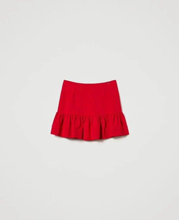 minijupe_avec_volant_1.webp Jupes*TWINSET Milano Mini-jupe Avec Volant Fiery Red