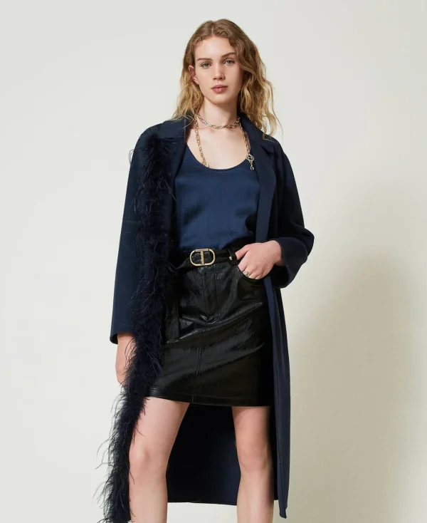 Jupes*TWINSET Milano Mini-jupe Effet Cuir Avec Ceinture Noir
