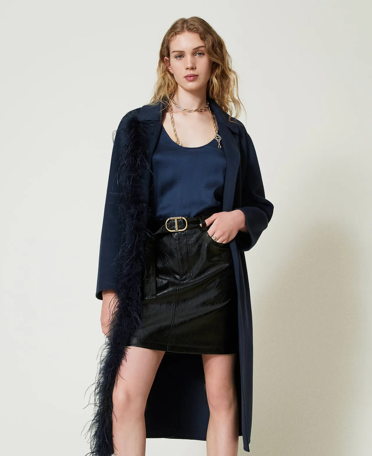 minijupe_effet_cuir_avec__0.webp Jupes*TWINSET Milano Mini-jupe Effet Cuir Avec Ceinture Noir