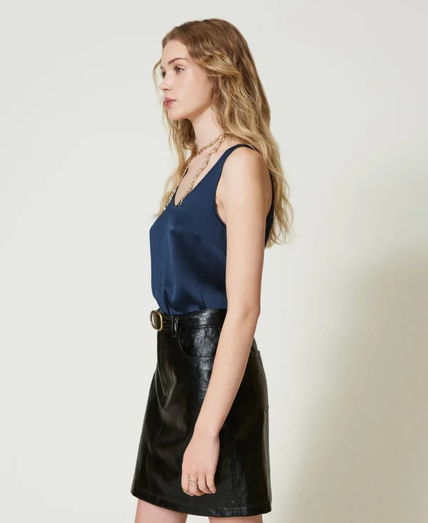 Jupes*TWINSET Milano Mini-jupe Effet Cuir Avec Ceinture Noir