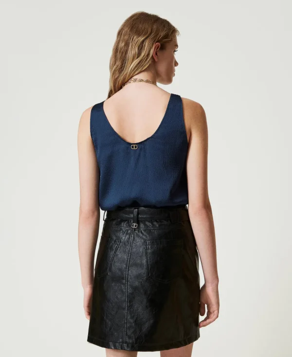 Jupes*TWINSET Milano Mini-jupe Effet Cuir Avec Ceinture Noir