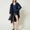 Jupes*TWINSET Milano Mini-jupe Effet Cuir Avec Ceinture Noir