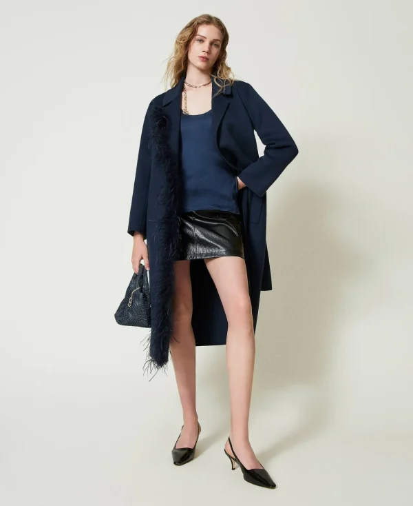 Jupes*TWINSET Milano Mini-jupe Effet Cuir Avec Ceinture Noir