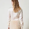 Jupes*TWINSET Milano Mini-jupe En Fausse Fourrure Avec Oval T Blanc « White Cream »