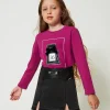 Jupes*TWINSET Milano Mini-jupe En Jean Avec Fentes Denim Noir Usé