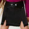Jupes*TWINSET Milano Mini-jupe En Jean Avec Fentes Denim Noir Usé