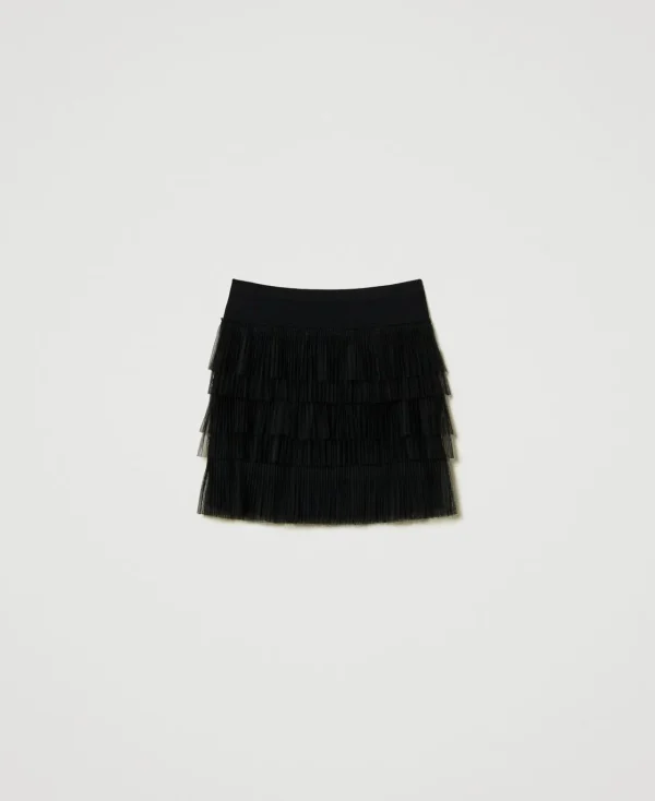minijupe_en_maille_avec_v_1.webp Jupes*TWINSET Milano Mini-jupe En Maille Avec Volants En Tulle Noir