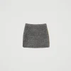 Jupes*TWINSET Milano Mini-jupe En Maille Bouclée Recyclée Gris Moyen Chiné/Lurex Clair Or