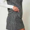 Jupes*TWINSET Milano Mini-jupe En Maille Bouclée Recyclée Gris Moyen Chiné/Lurex Clair Or