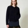Jupes*TWINSET Milano Mini-jupe En Tissu Bouclé Avec Plumes Bouclé Bleu Denim/Noir