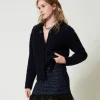 Jupes*TWINSET Milano Mini-jupe En Tissu Bouclé Avec Plumes Bouclé Bleu Denim/Noir