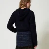 Jupes*TWINSET Milano Mini-jupe En Tissu Bouclé Avec Plumes Bouclé Bleu Denim/Noir