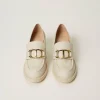 Chaussures À Talons | Escarpins Et Sandales*TWINSET Milano Mocassins à Talon Avec Barrette Oval T Blanc « Old White »