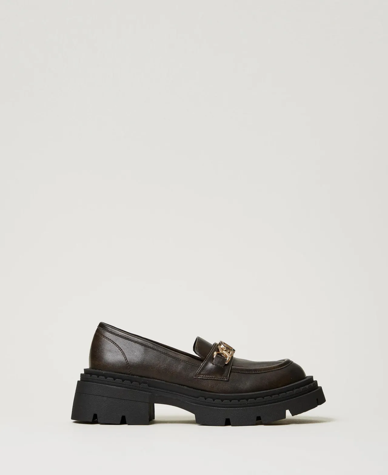 mocassins_avec_barrette_o_0-1.webp Ballerines Et Mocassins | Chaussures Plates*TWINSET Milano Mocassins Avec Barrette Oval T Coffee Chocolate