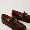 Ballerines Et Mocassins | Chaussures Plates*TWINSET Milano Mocassins En Cuir Avec Barrette Oval T Bordeaux
