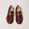 Ballerines Et Mocassins | Chaussures Plates*TWINSET Milano Mocassins En Cuir Avec Barrette Oval T Bordeaux