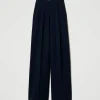 pantalon_ample_ray_avec_l_1.webp Pantalons Élégants | Pantalons Larges Et Palazzo*TWINSET Milano Pantalon Ample Rayé Avec Lurex Indigo Rayure Lurex