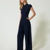 pantalon_ample_ray_avec_l_2.webp Pantalons Élégants | Pantalons Larges Et Palazzo*TWINSET Milano Pantalon Ample Rayé Avec Lurex Indigo Rayure Lurex