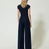 pantalon_ample_ray_avec_l_3.webp Pantalons Élégants | Pantalons Larges Et Palazzo*TWINSET Milano Pantalon Ample Rayé Avec Lurex Indigo Rayure Lurex