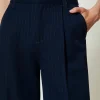pantalon_ample_ray_avec_l_4.webp Pantalons Élégants | Pantalons Larges Et Palazzo*TWINSET Milano Pantalon Ample Rayé Avec Lurex Indigo Rayure Lurex