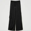 Pantalons Cargo | Pantalons Larges Et Palazzo*TWINSET Milano Pantalon Cargo En Satin Noir