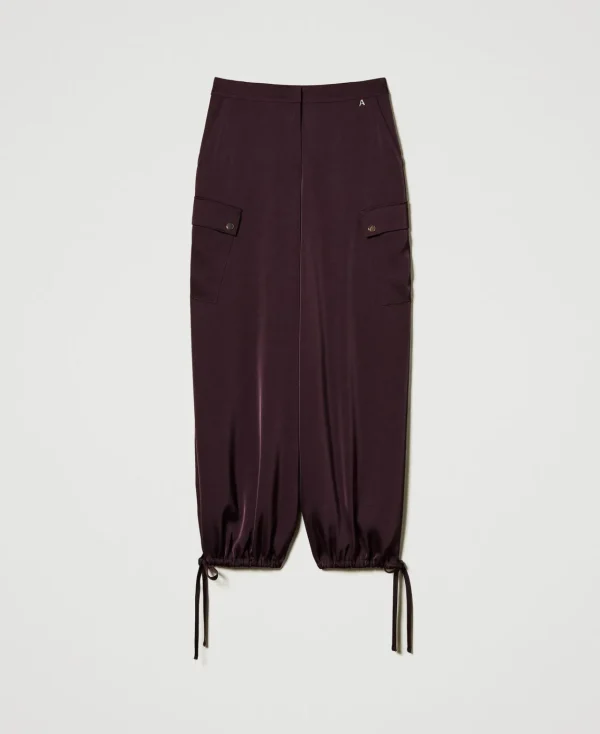 pantalon_cargo_en_satin_1.webp Pantalons Cargo*TWINSET Milano Pantalon Cargo En Satin Potent Purple