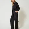 Pantalons Cargo | Pantalons Larges Et Palazzo*TWINSET Milano Pantalon Cargo En Satin Noir