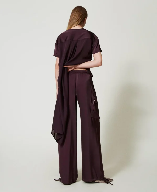 pantalon_cargo_en_satin_3.webp Pantalons Cargo*TWINSET Milano Pantalon Cargo En Satin Potent Purple