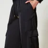 Pantalons Cargo | Pantalons Larges Et Palazzo*TWINSET Milano Pantalon Cargo En Satin Noir