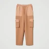 pantalon_cargo_en_scuba_e_1.webp Pantalons Cargo*TWINSET Milano Pantalon Cargo En Scuba Et Satin Caramel Camel