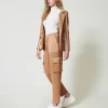 pantalon_cargo_en_scuba_e_2.webp Pantalons Cargo*TWINSET Milano Pantalon Cargo En Scuba Et Satin Caramel Camel