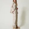 Pantalons Cargo*TWINSET Milano Pantalon Cargo MYFO Avec Broderie Dull Gold Chiné
