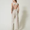 Pantalons Cargo*TWINSET Milano Pantalon Cargo MYFO Avec Broderie Dull Gold Chiné
