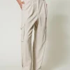 Pantalons Cargo*TWINSET Milano Pantalon Cargo MYFO Avec Broderie Dull Gold Chiné