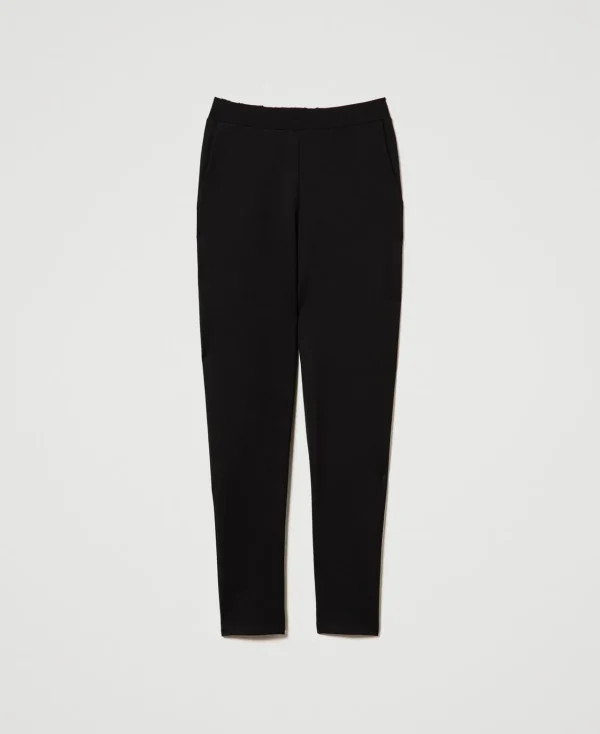 Pantalons Droits Et Cigarette*TWINSET Milano Pantalon Cigarette Avec élastique Noir