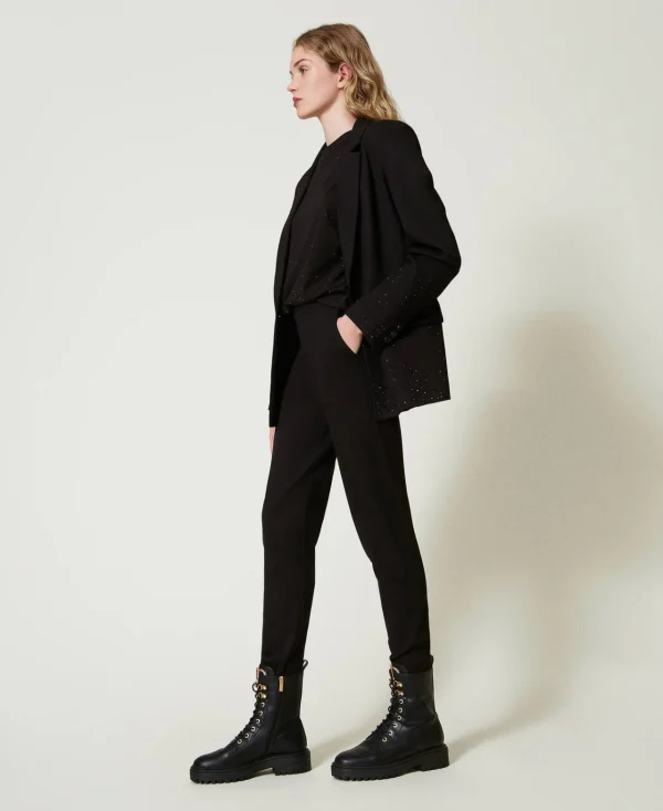 Pantalons Droits Et Cigarette*TWINSET Milano Pantalon Cigarette Avec élastique Noir