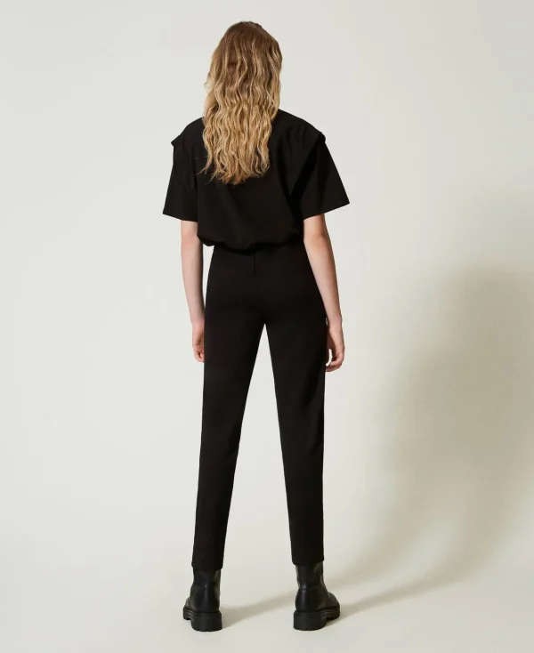 Pantalons Droits Et Cigarette*TWINSET Milano Pantalon Cigarette Avec élastique Noir